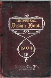 Universal design book containing official price lists, illustrating mouldings, balusters, stair work, corner blocks, brackets, head blocks, spindles, base blocks, windows, doors, blinds, columns, frames, mantels, interior finish, mill work of every description, leaded art glass, wheel cut glass, win