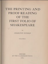 Image for The printing and proof-reading of the first folio of Shakespeare.Vol. 1 The printing and proof-reading of the first folio of Shakespeare.Vol. 1