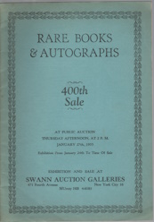 RARE BOOKS & AUTOGRAPHS; 400th Sale